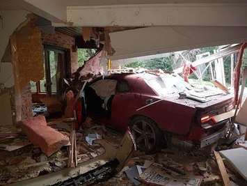 Vehicle Drives Through Modeland Rd. Home Dec 5, 2016. Photo courtesy of Sarnia Police Service. 