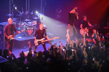 Canadian band Simple Plan on stage at the Olde Walkerville Theatre in a benefit concert presented by Blackburn Radio on February 17, 2016. (Photo by Jason Ploegman)