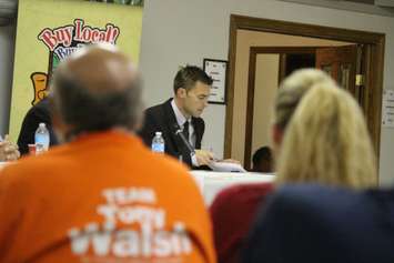 The NDP candidate for Chatham-Kent-Leamington, Tony Walsh, attends an all-candidates debate in Tilbury on September 24, 2015. (Photo by Ricardo Veneza)