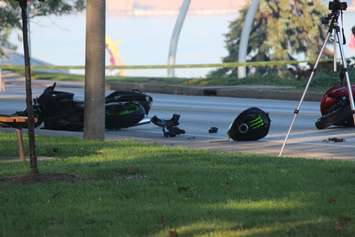 A two-motorcycle crash on Riverside Dr. W September 23, 2015.  (Photo by Adelle Loiselle)