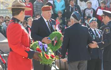 Wreaths are laid at Windsor's cenotaph during its Remembrance Day ceremony, November 11, 2015. (Photo by Mike Vlasveld)