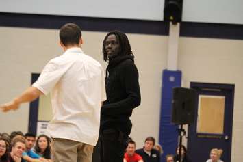 Recording artist and motivational speaker Emmanuel Jal visits Ursuline College in Chatham on November 26, 2015. (Photo by Ricardo Veneza)