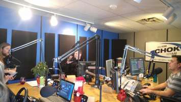 Sarnia Police Constable Shawn Urban discusses impaired driving with The CHOK Breakfast Club. Dec. 13, 2017. (Photo by Colin Gowdy)