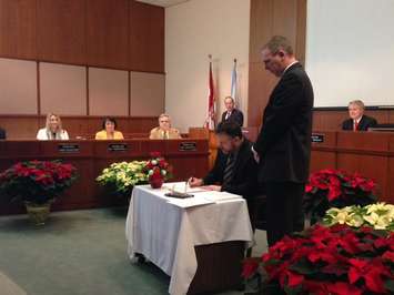 Inaugural meeting of the 2014-2018 Sarnia City Council December 1, 2014 (BlackburnNews.com photo by Melanie Irwin)