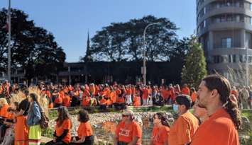 Opening ceremony held outside Sarnia City Hall for National Day for Truth and Reconciliation. September 30, 2022. (Photo by Natalia Vega)