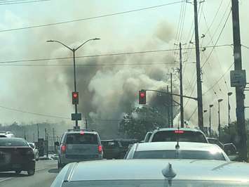 Smoke could be seen billowing from the former Hook's Restaurant in London, May 29, 2018. (Photo courtesy of the London Professional Fire Fighters Association)