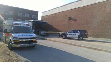 A staged crash in front of Great Lakes Secondary as part of Impact Day. May 17, 2018. (Photo by Colin Gowdy, BlackburnNews)