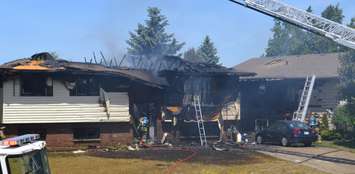 Saugeen Shores Fire Department battling a blaze at a home in Port Elgin. June 12th, 2018 (Photo by Jordan Mackinnon)