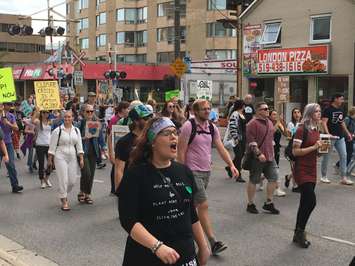 Climate strike demonstators march down Richmond Street in London on Friday, September 27. Photo by Scott Kitching. 