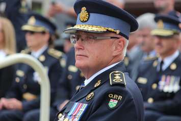 Former OPP Commissioner Chris Lewis attends the naming ceremony for the newest OPP marine vessel, which now carries his name, held at the Leamington Marina on June 23, 2016. (Photo by Ricardo Veneza)