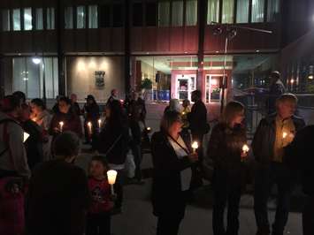 Peaceful candlelight vigil held at Sarnia City Hall to raise awareness about bullying in the workplace. Monday November 7, 2016 BlackburnNews.com photo by Melanie Irwin