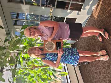 DJ Robb Trophy winners Nicole Bigras and Lori Duncan. July 6, 2022. (Photo courtesy of Sarnia Golf & Curling Club)