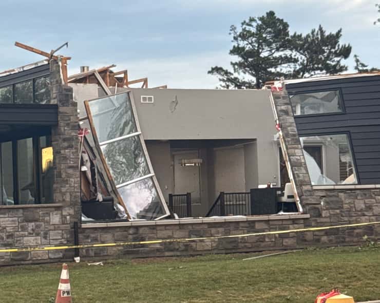 A severely-damaged home on Riverside Drive East and Buckingham in Windsor, September 3, 2026. Photo by Allanah Wills/CKNewsToday.ca.