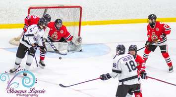 The Sarnia Legionnaires host the Komoka Kings. 10 February 2022. Shawna Lavoie Photography.