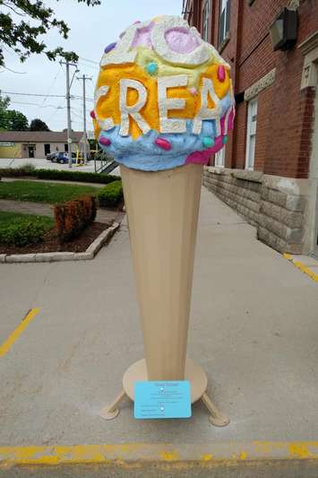One of the 'Cool Cones' in Harriston that helped Minto earn an EDCO Award. This Cone is called “I Scream, You Scream” by artist Chris Smith. (Picture courtesy of facebook.com/pg/townofminto)