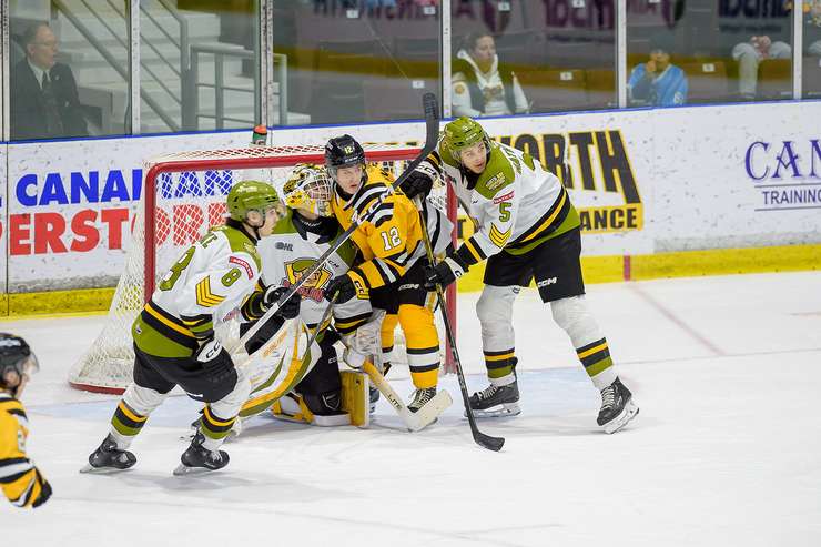 Sarnia Sting host North Bay Battalion, February 25,2024. (Photo by Metcalfe Photography)