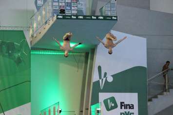 Divers compete in the FINA Diving World Series 2015 in Windsor, May 22, 2015. (Photo by Jason Viau)